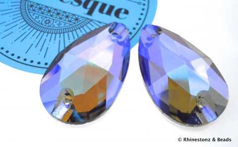 Arabesque Sew-On Teardrop Art 3230 Black Diamond AB 28mm